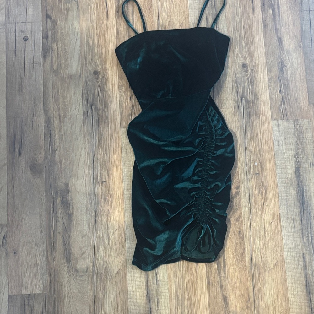 Elegant Green Velvet Dress